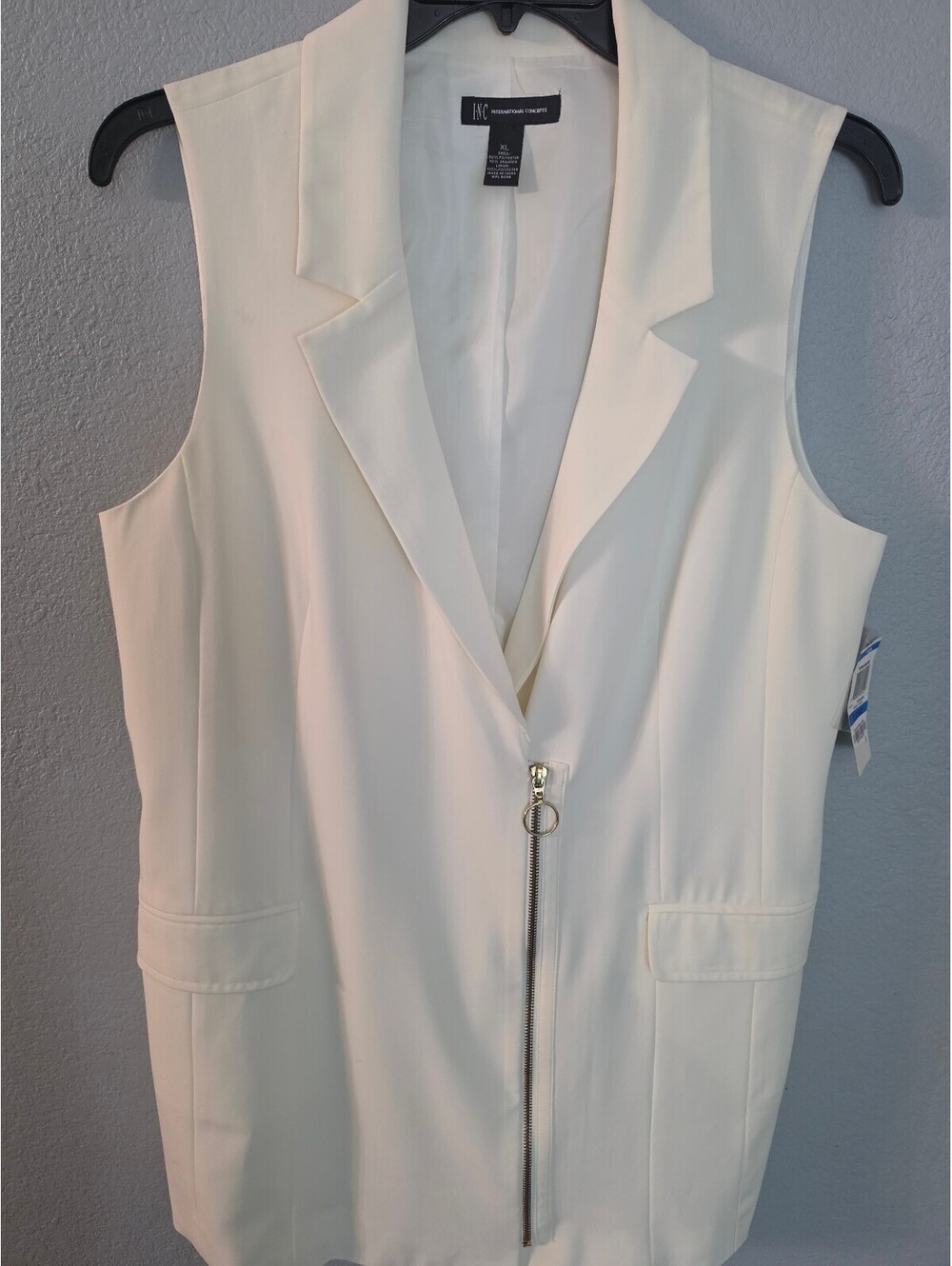 International Concepts Women's Bright White Sleeveless Blazer Vest XL